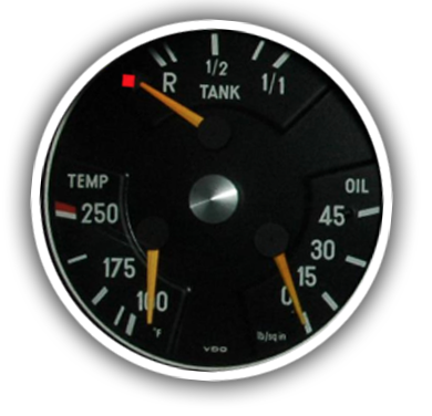 The Mercedes-Benz R107 fuel gauge, sans arrow